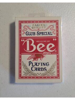 Bee No.92 Club Special Standard‎ Playing Cards Deck Red Back Cambric Finish USA